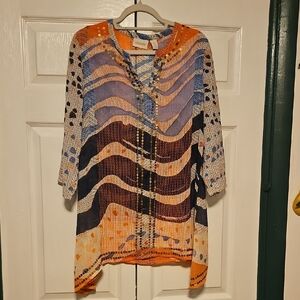 Chico's Colorful Wave Pattern Tunic
